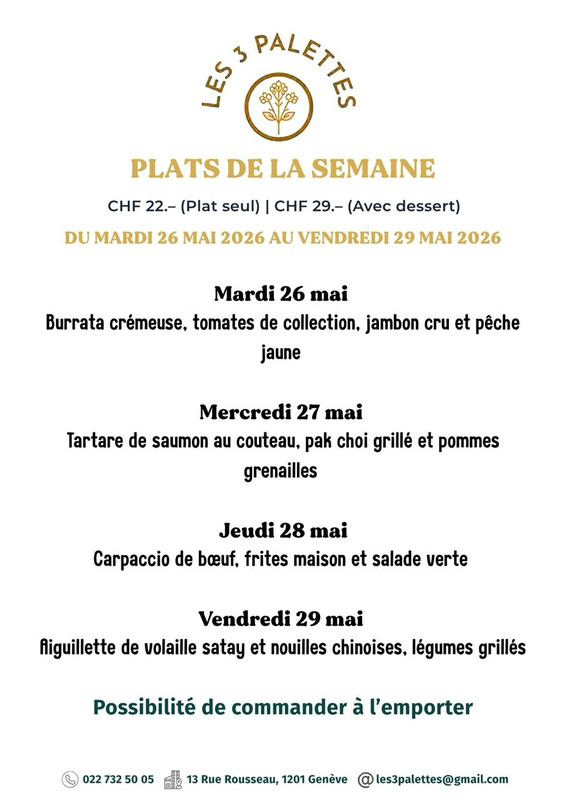 Plats de la semaine — Les 3 Palettes